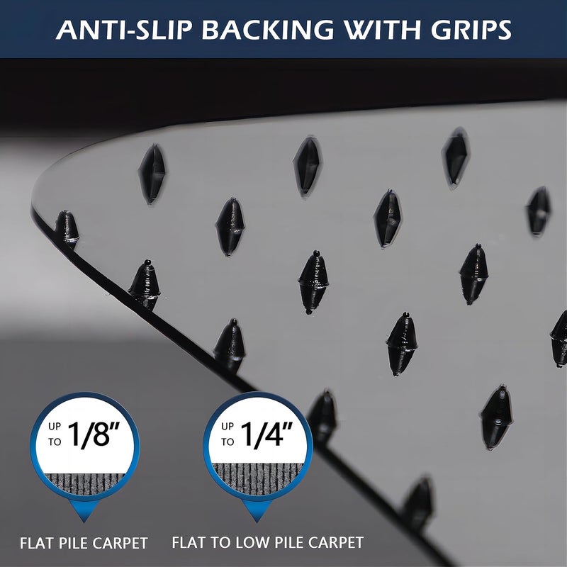 SALLOUS Office Chair Mat for Carpet, 45" x 53" Heavy Duty Chair Mat for Carpeted Floors,Non-Slip Floor Mat with Extended Lip, Floor Protector Computer Desk Mat for Home Office (Black, T-Shape) - Image 2